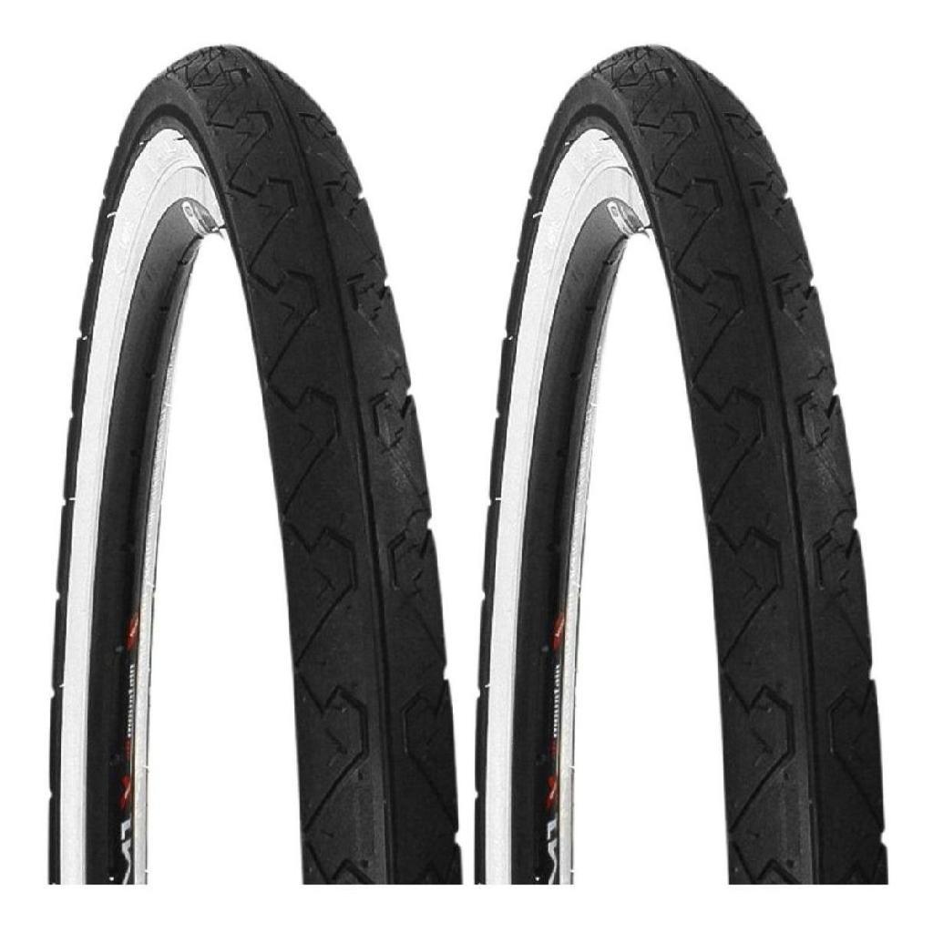 Par Pneu Kenda Slick 26x1.95 Faixa Branca + 2 Câmaras Pirelli Bico Grosso