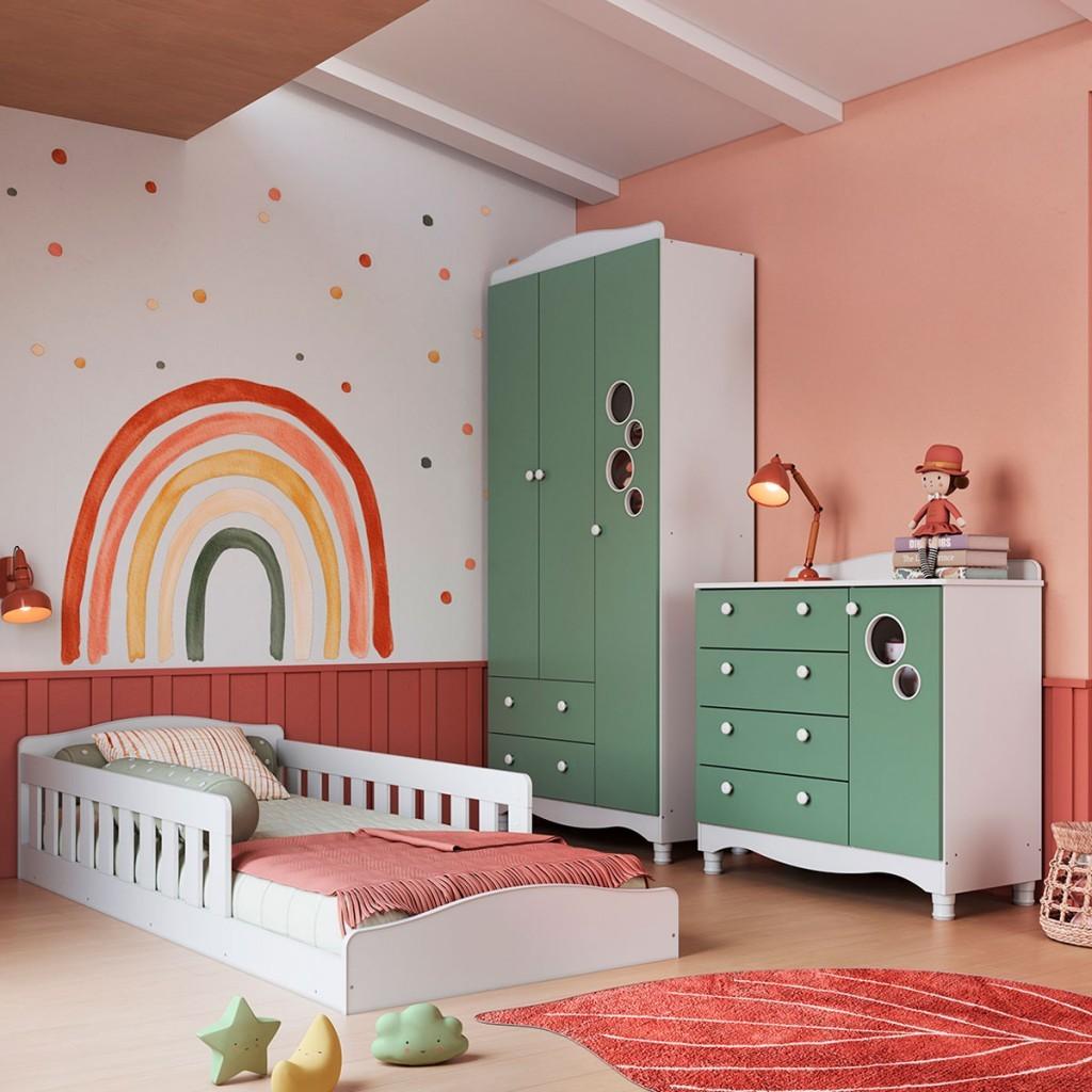 Quarto Infantil Completo Aquarela 4 Portas 6 Gavetas - Pnr Móveis