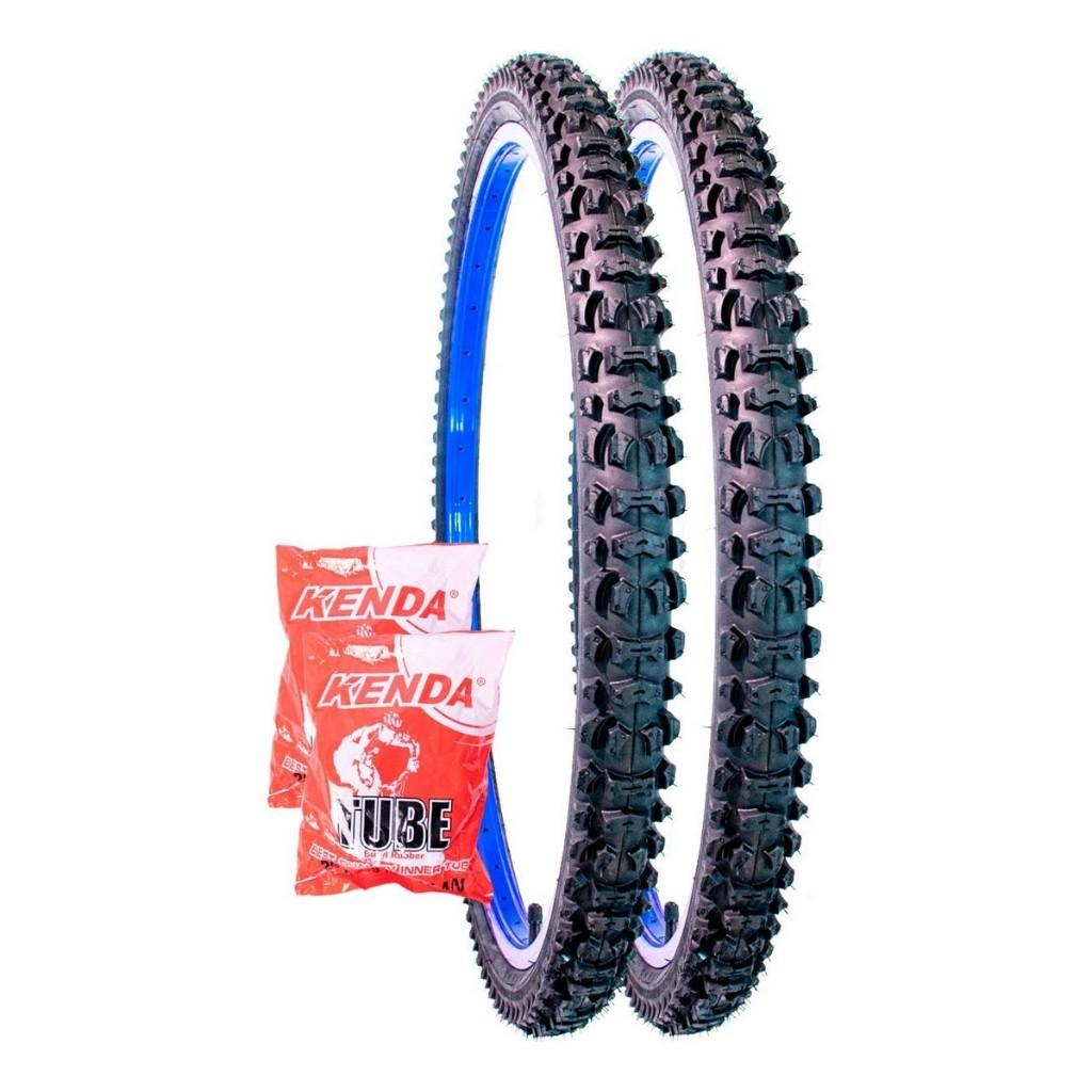 Kit Par De Pneus 26 X 1.95 Kenda K816 Cravo + 2 Câmaras 26 Kenda Cor Preto