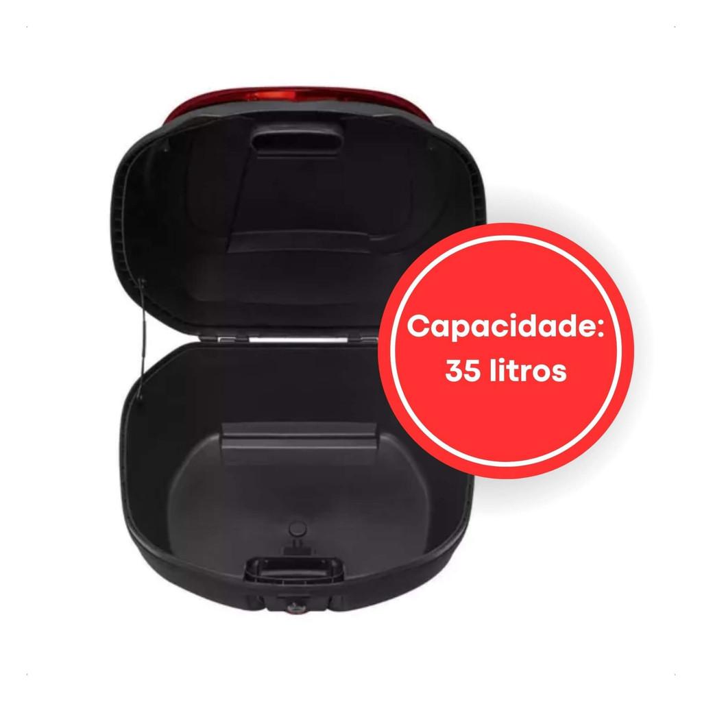 Baú Bauleto Moto Traseiro 35 Litros Smart Box 4 Universal Preto Lente Fumê/vermelho PRO Tork Motoboy