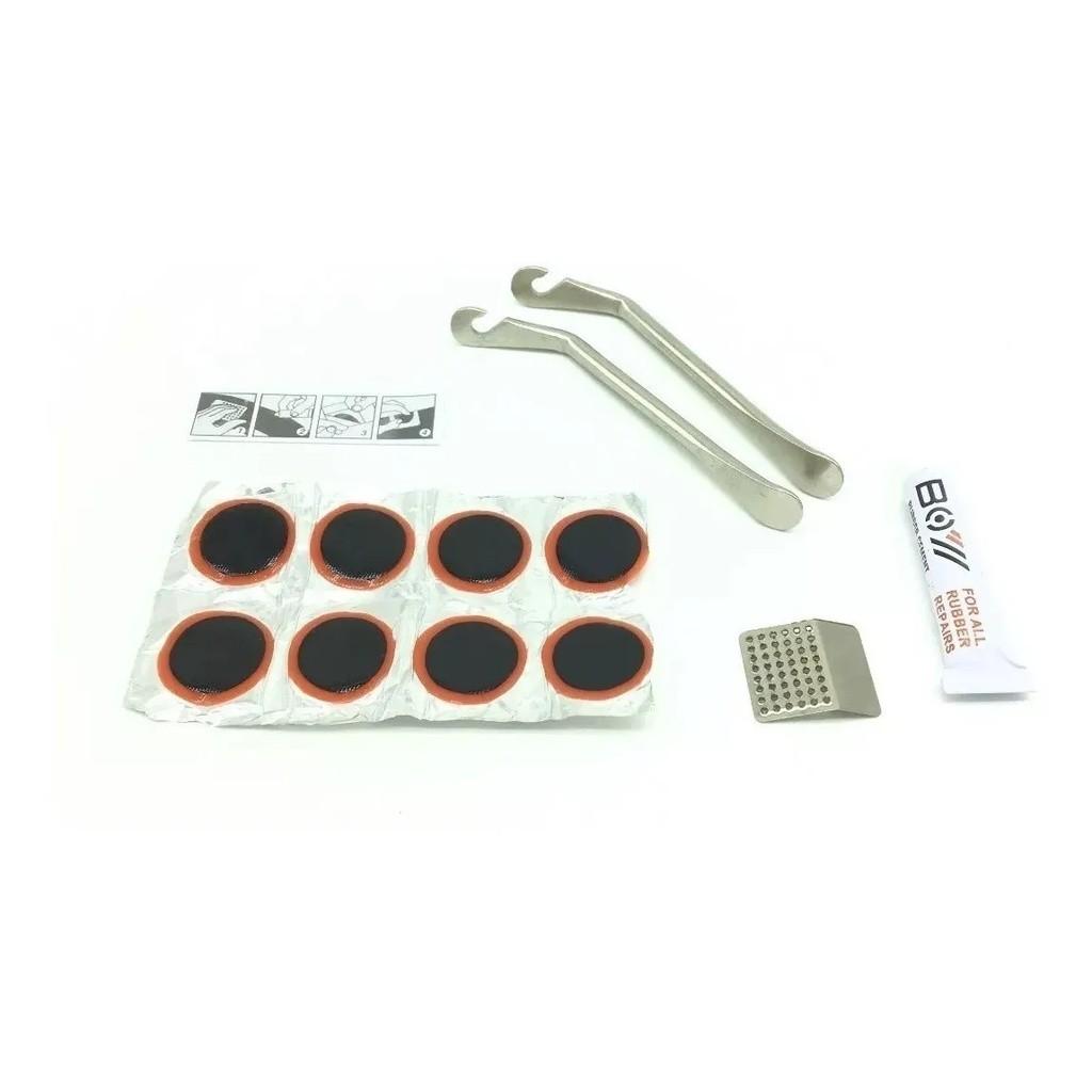 Kit Reparo Remendo Pneu Para Bike Bicicleta Elleven Com 2 Espátulas Aço