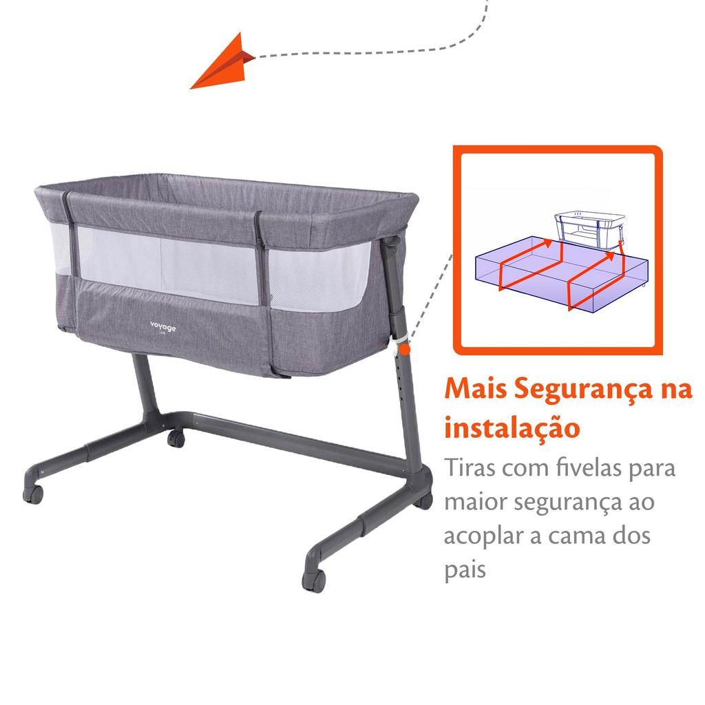 Berço Portátil Voyage Co-bed Link Moisés Lado A Lado Cinza Mescla