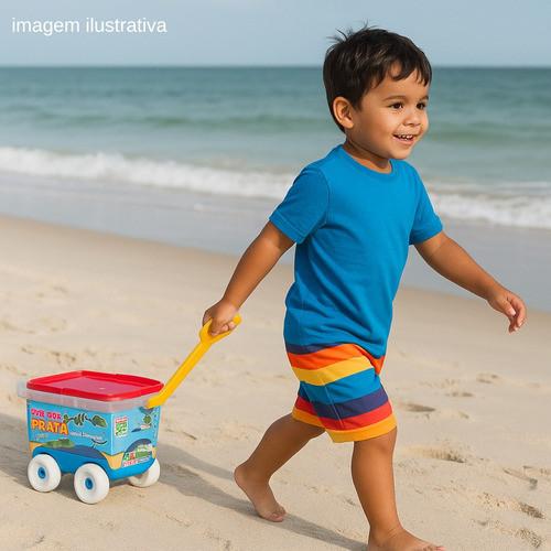 Kit Baldinho Praia Com Carrinho 9 Peças Brinquedo Infantil