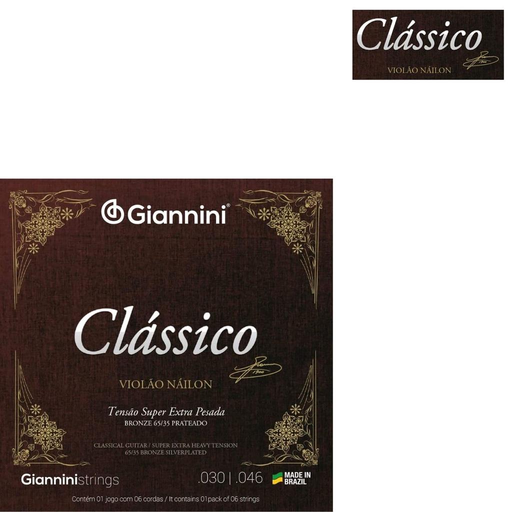 Kit 3 Encordoamento Violão Giannini Nylon Clássico Bronze Genwsxpa Super Extra Pesada