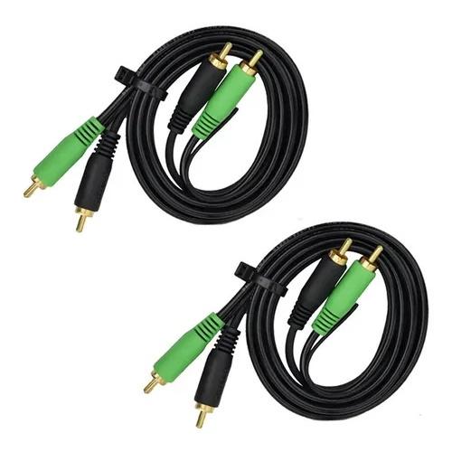 Kit 1 Cabo Duplo Rca 4mm Emborrachado De 5 Metros E 2 Cabo Duplo Rca De 1m