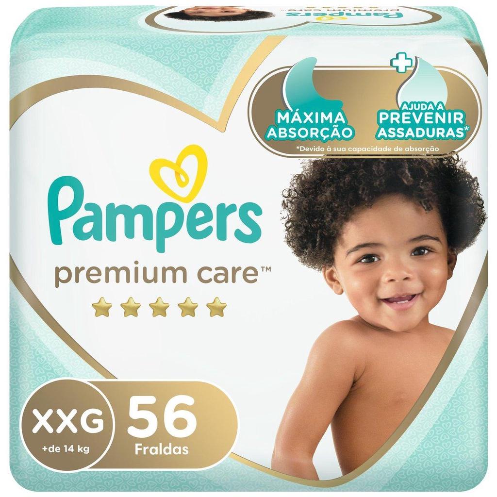Fraldas Pampers Premium Care Jumbo Tamanho Xxg 56 Unidades