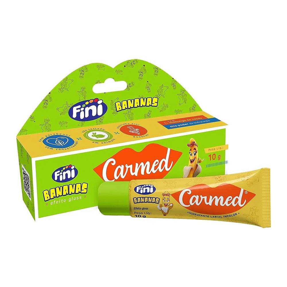 Kit 3 Unidades Hidratante Labial Carmed Fini 2 Dentaduras E 1 Bananas Efeito Gloss 10g