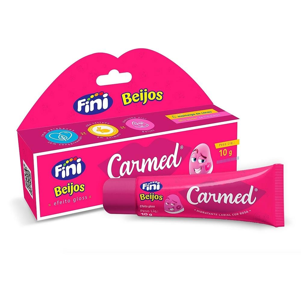 Kit 3 Unidades Hidratante Labial Carmed Fini 2 Dentaduras E 1 Beijos Efeito Gloss 10g