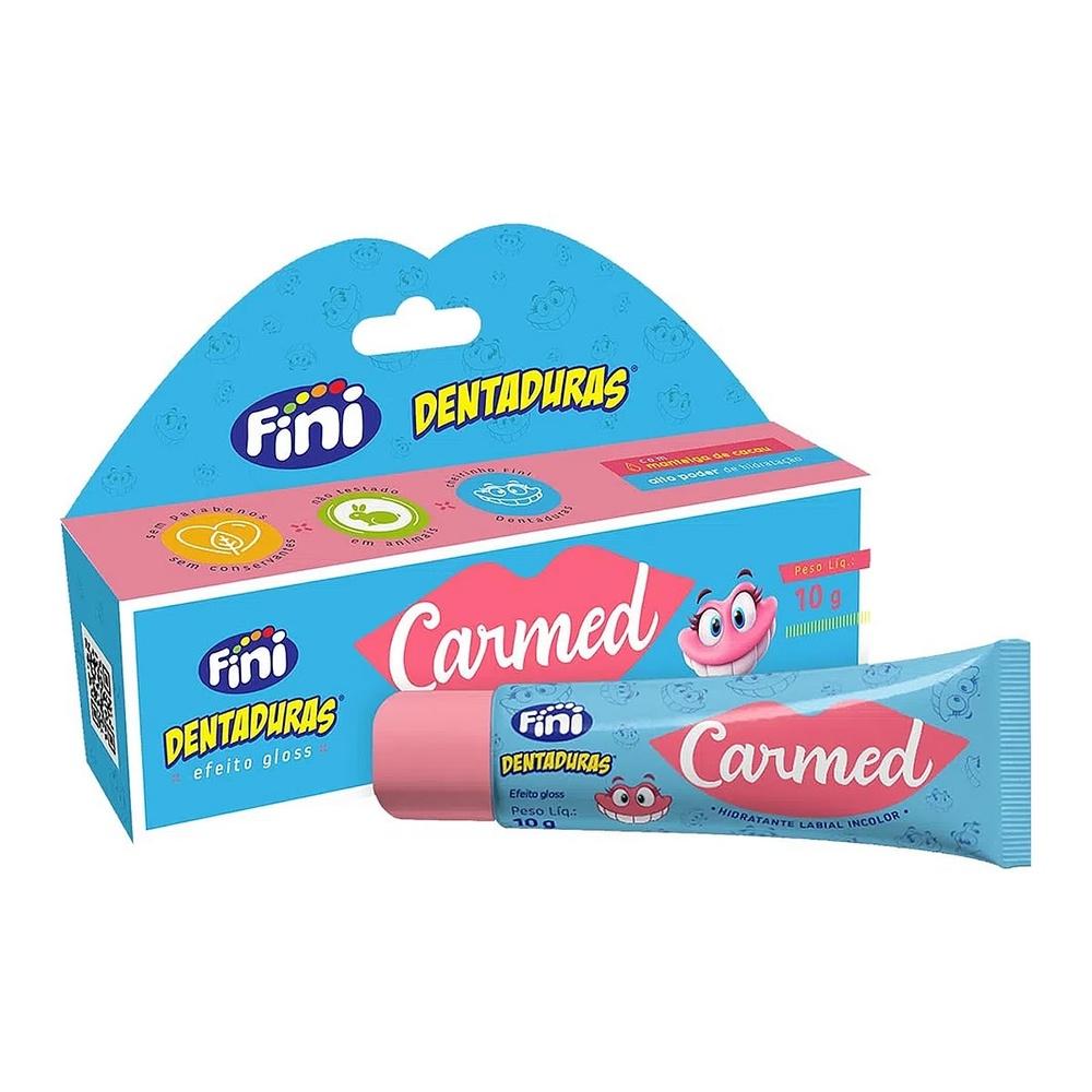 Kit 3 Unidades Hidratante Labial Carmed Fini 2 Beijos E 1 Dentaduras Efeito Gloss 10g