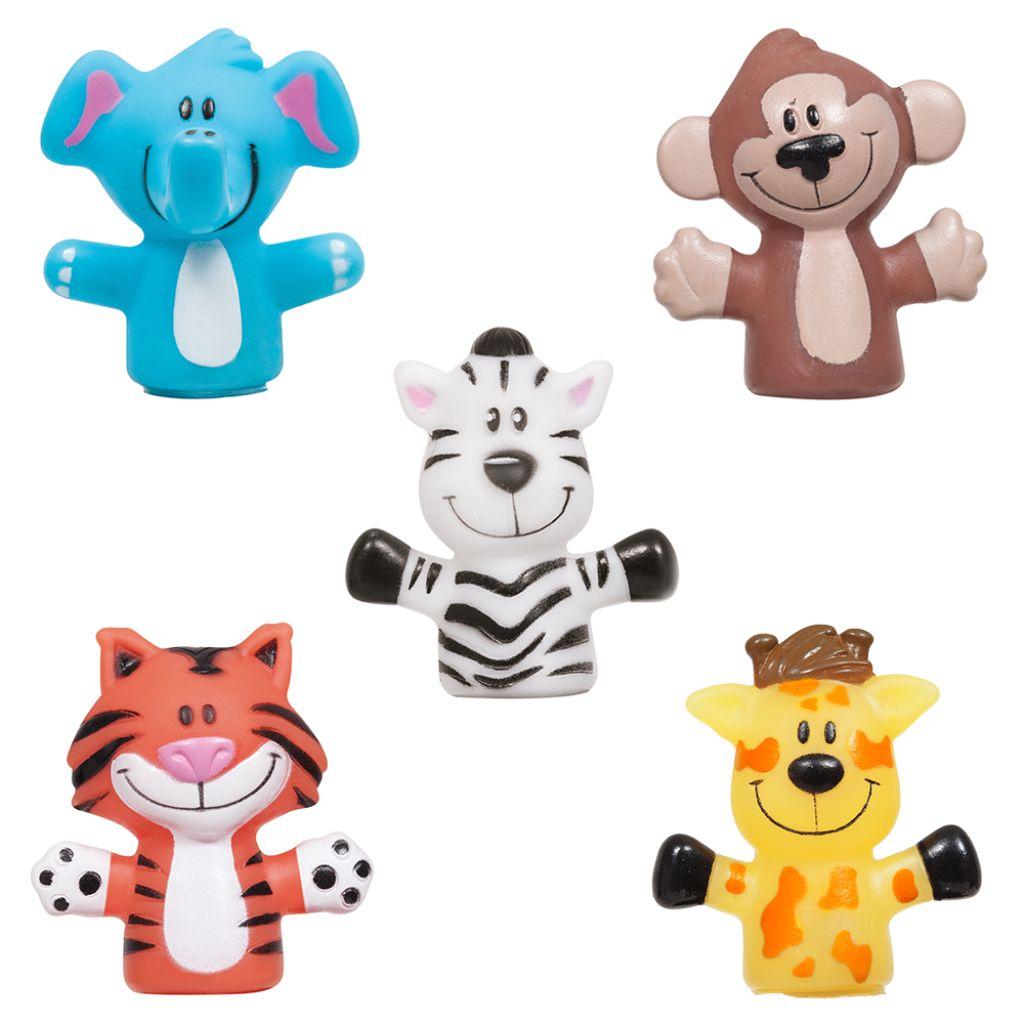 Dedoches Safari 5 Unidades Buba Fantoche De Dedo Animais Brinquedo Para Banho Infantil