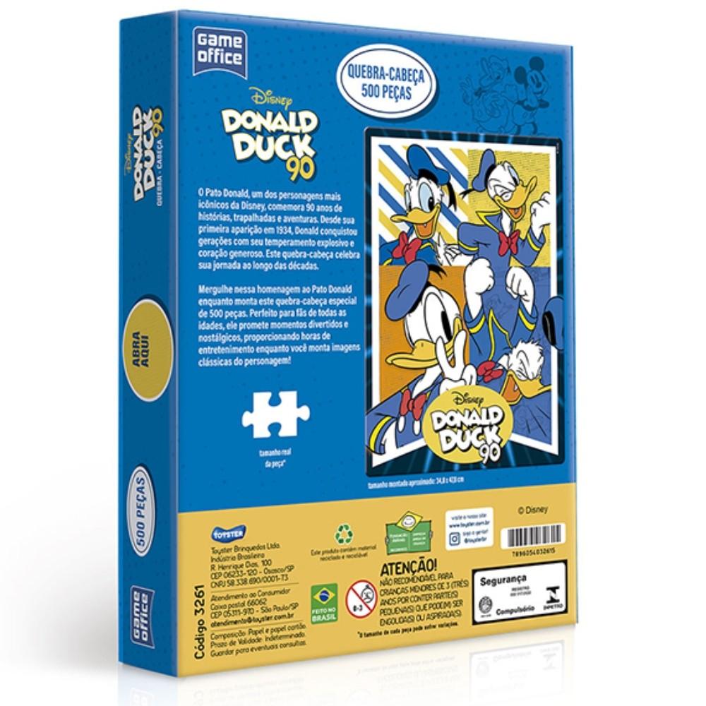 Quebra Cabeça Donald Duck 90 Anos Edição Especial 500 Peças Toyster Disney Puzzle Pato Game Office