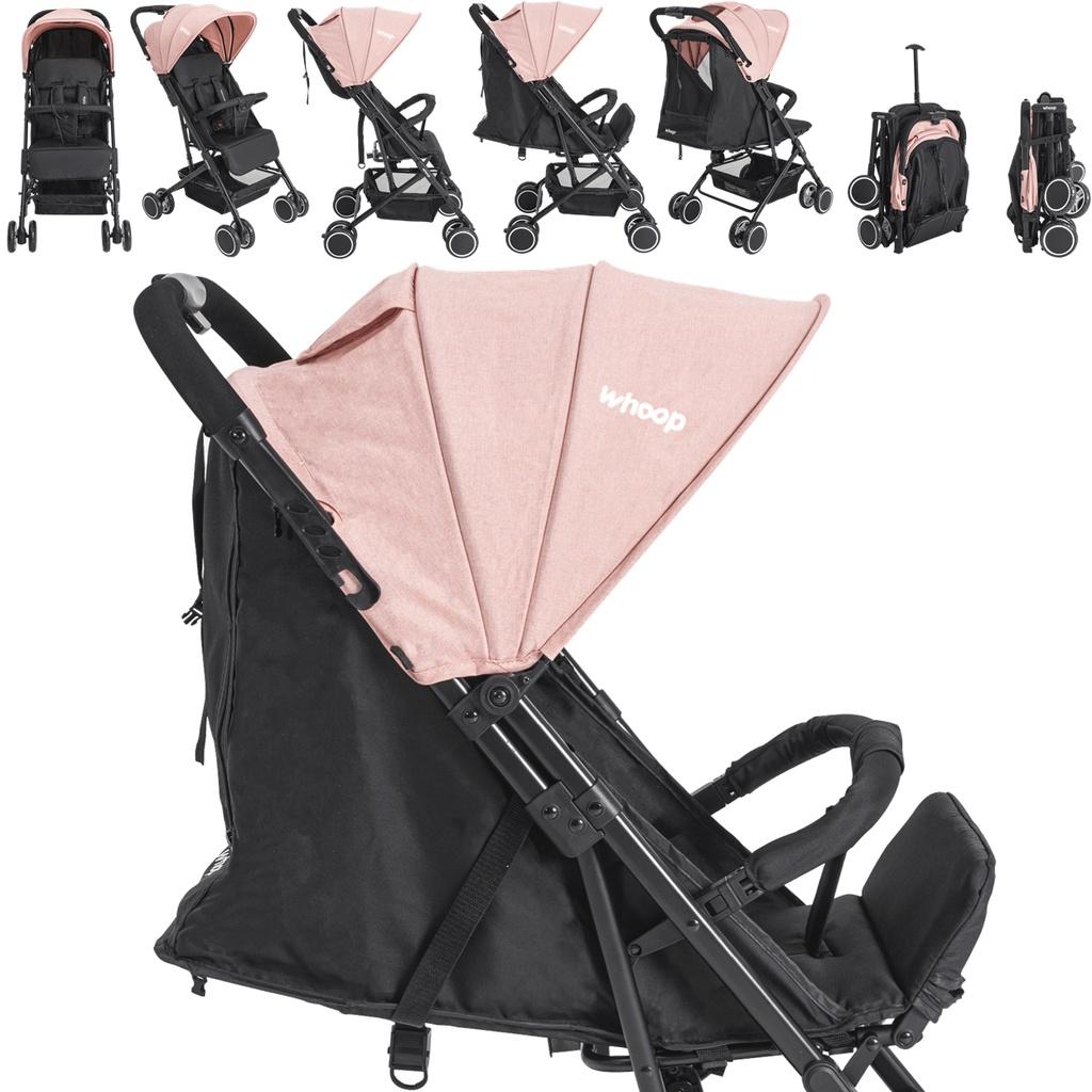 Carrinho De Bebe Berço Passeio Compacto Kiddo Mascote Melange Rosa
