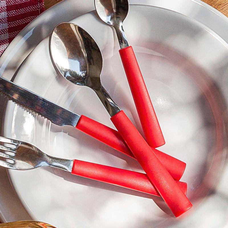 Jogo De 6 Colheres De Mesa Vermelho Intenso