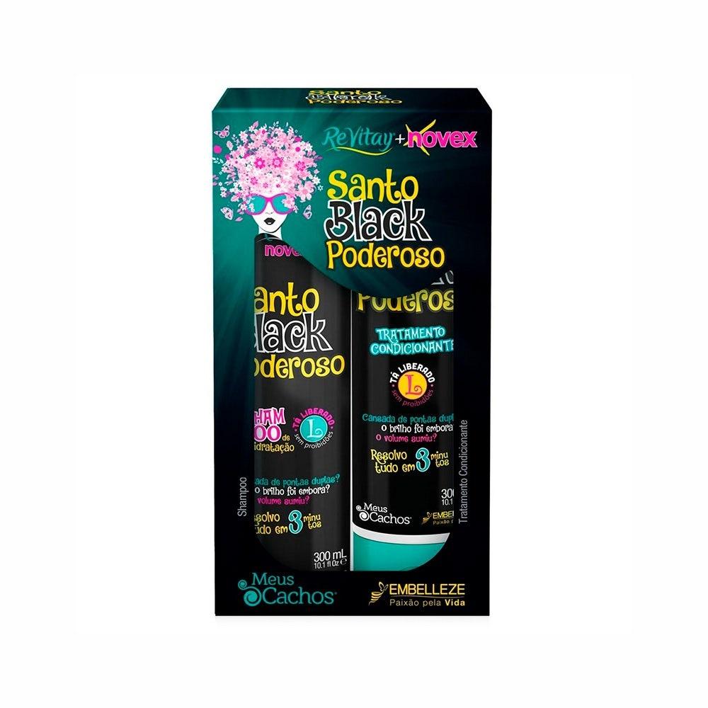 Kit Shampoo + Condicionador Novex Meus Cachos Santo Black Poderoso