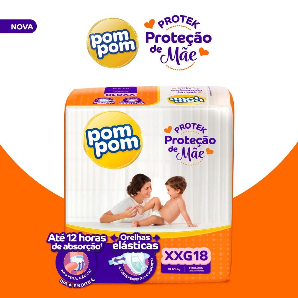 Kit 2 Fraldas Pom Protek Proteção De Mãe Jumbo Xxg Com 18un Cada