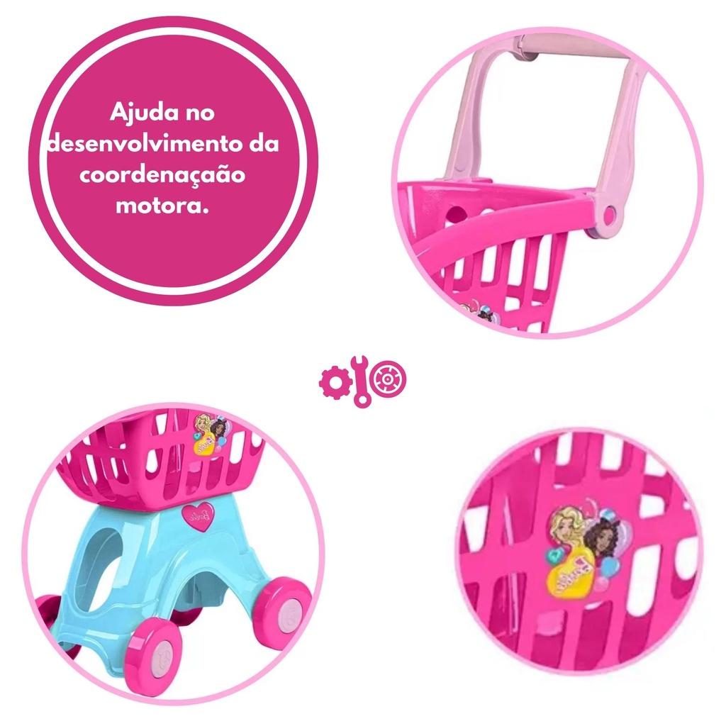 Brinquedo Carrinho De Compras Barbie Chef 50cm Em Plástico Rosa E Azul Cotiplas