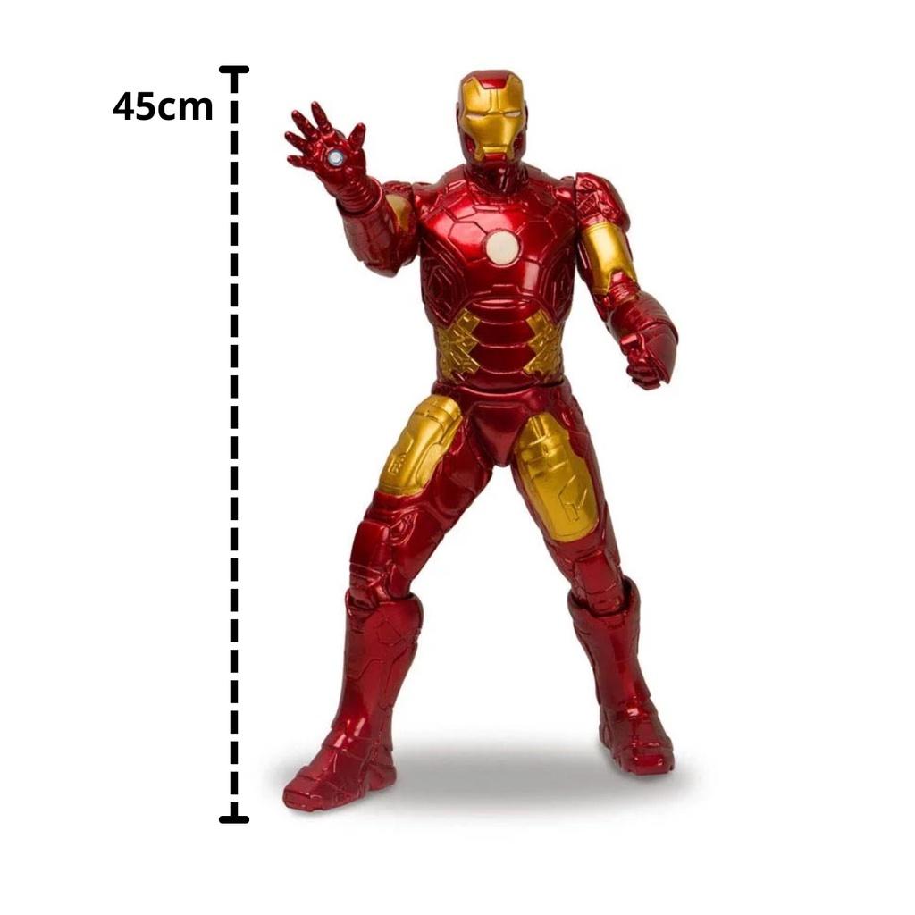 Brinquedo Boneco Homem De Ferro Gigante 45cm Articulado +3 Anos Avengers Revolution Plástico Resistente Mimo
