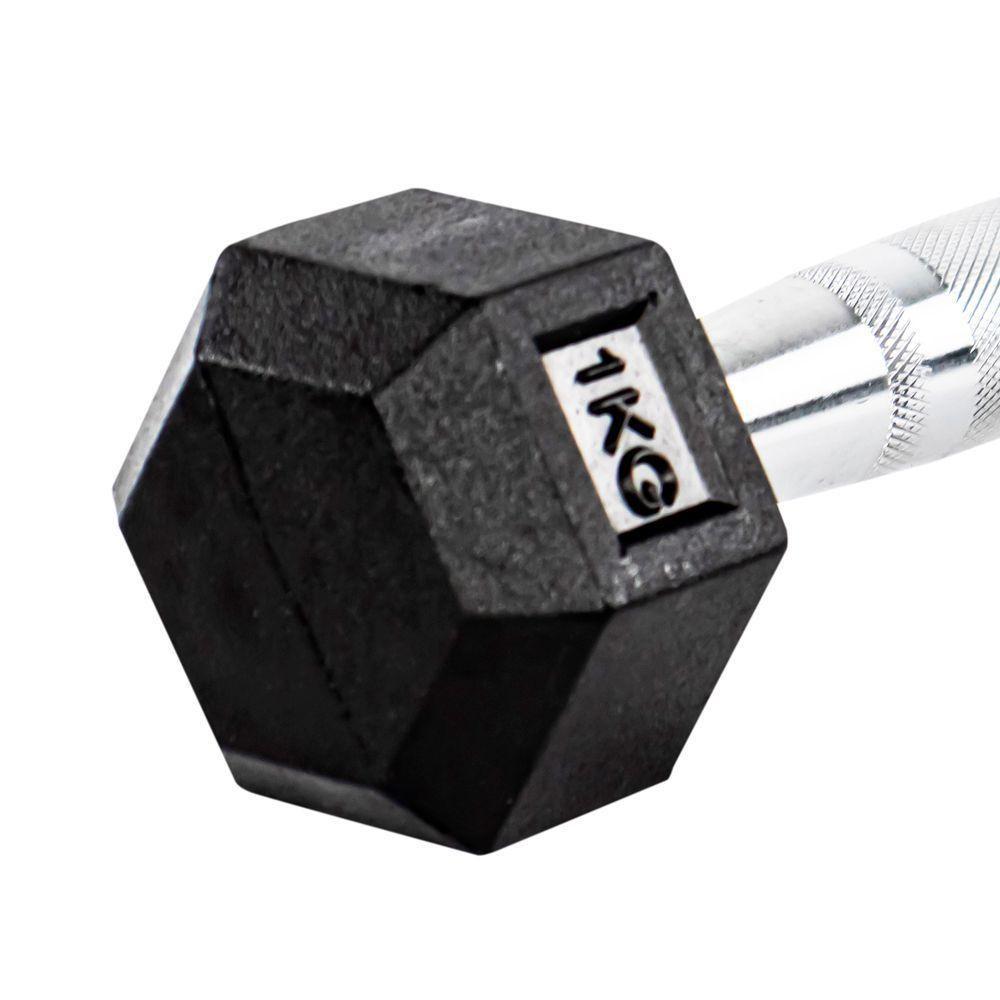 Par Halteres 1kg +1kg Dumbbell Sextavado Emborrachado Pegada Cromada Gallant (gdb01f3b-pt)