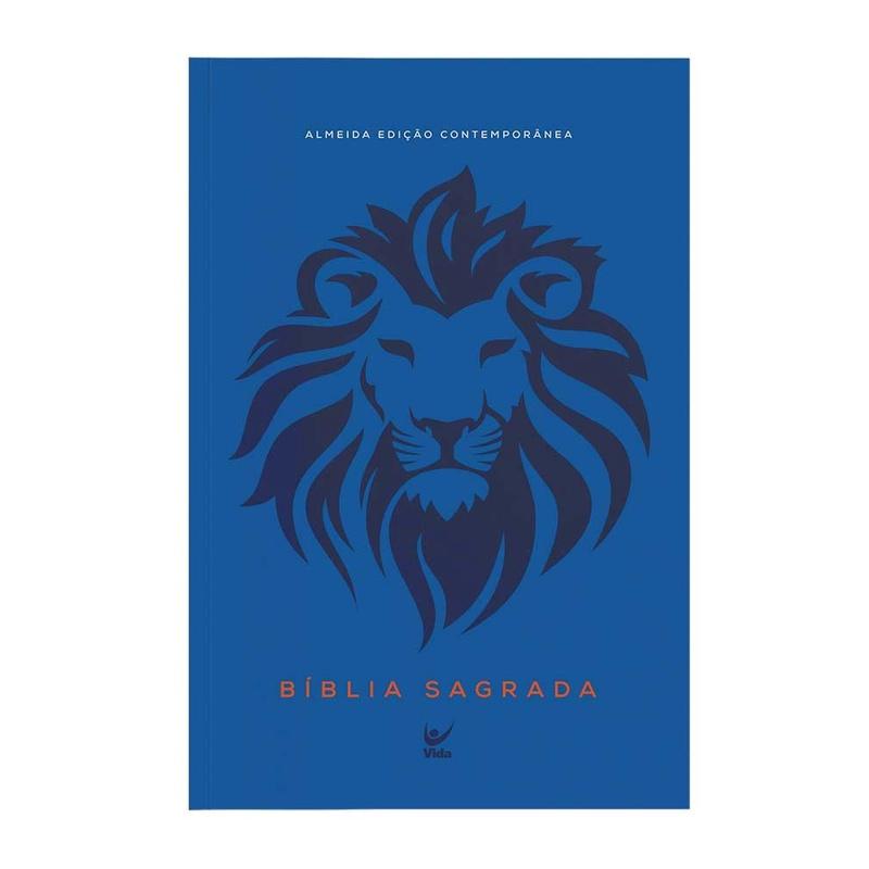 Bíblia Sagrada Aec Letra Grande Azul Leão