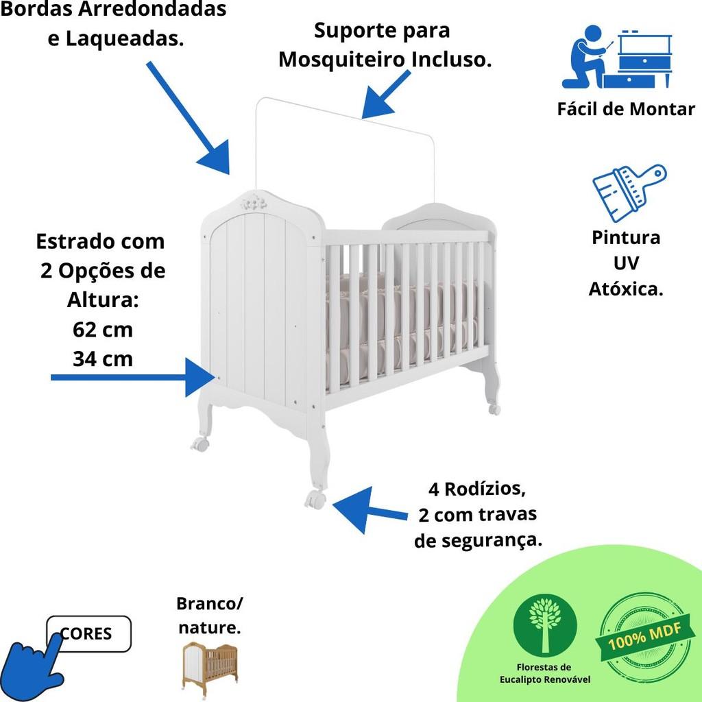 Berço Americano Mini Cama 2 Em 1 Provençal 100 Mdf