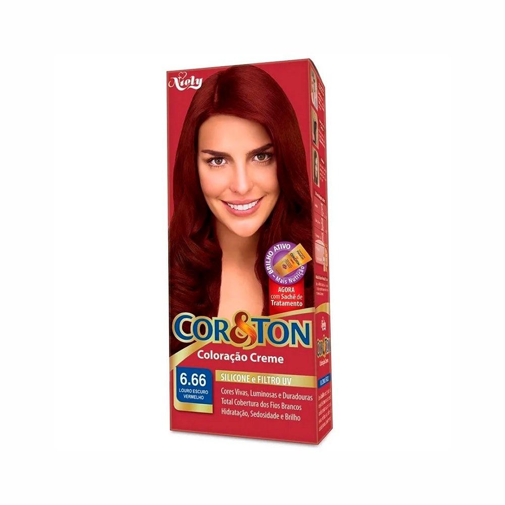 Tintura Cor Ton Vermelho 6.66 Louro Escuro Vermelho