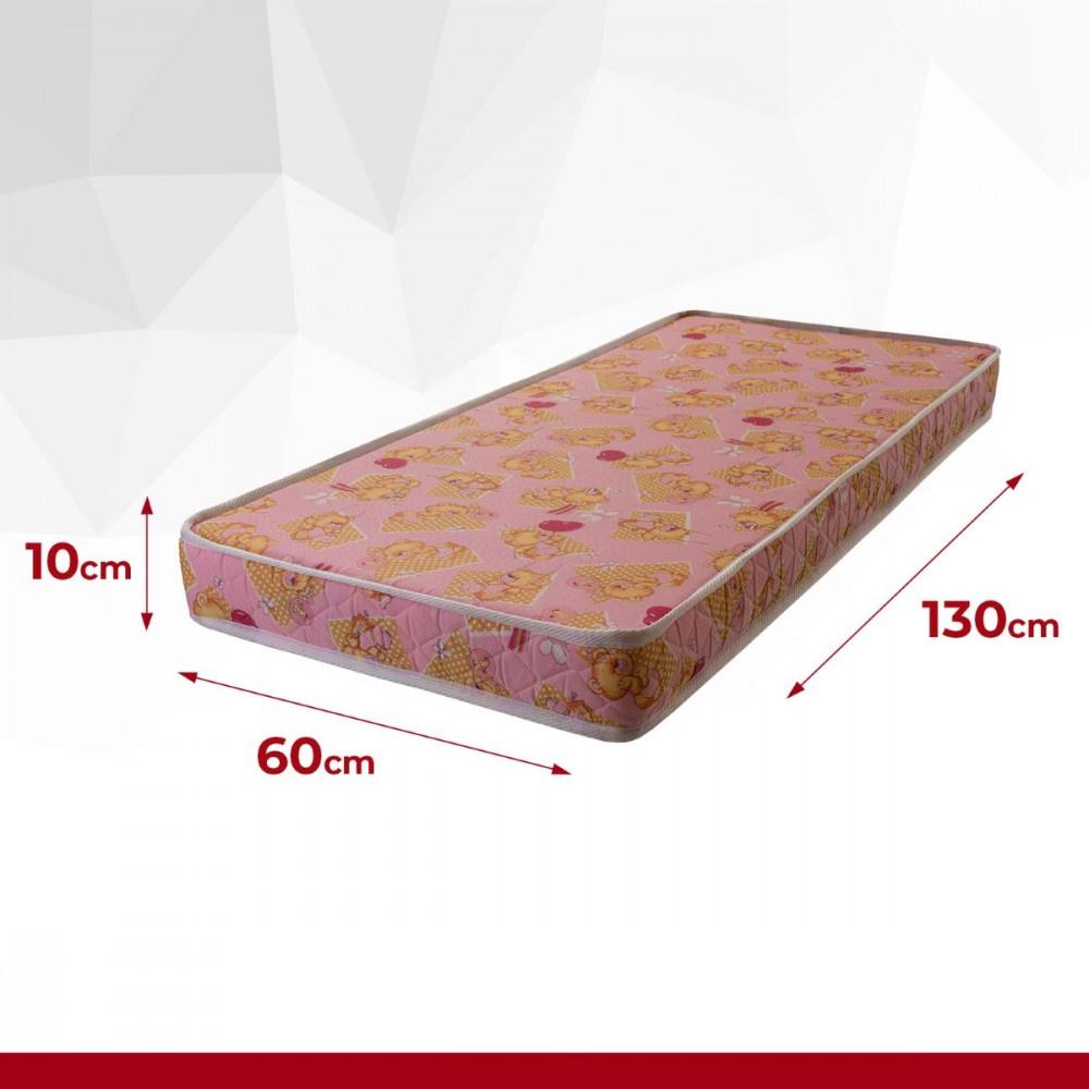 Colchão De Berço Espuma D18 PRO Confort Baby 60x130x10cm Rosa Hellen