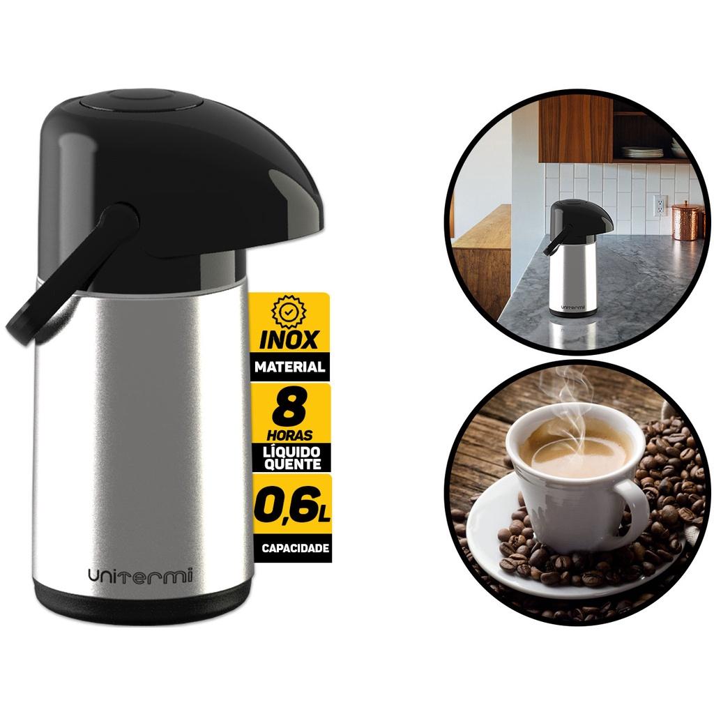 Garrafa Térmica Para Café Inox 600ml 1L 1.8L Unitermi Chá Águe Quente Fria Chimarrão Tereré