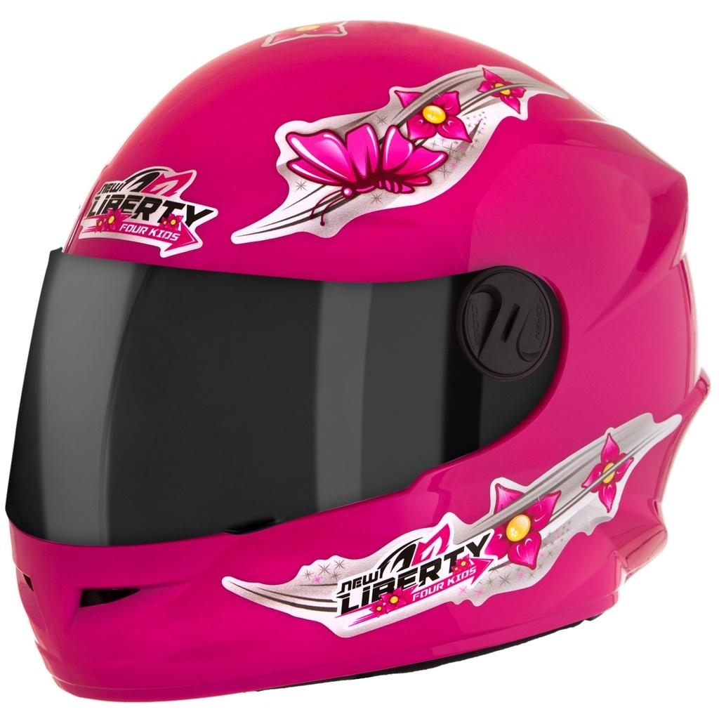 Capacete Moto Fechado PRO Tork Liberty For Kids Girls Menina Criança Feminino Viseira Fumê