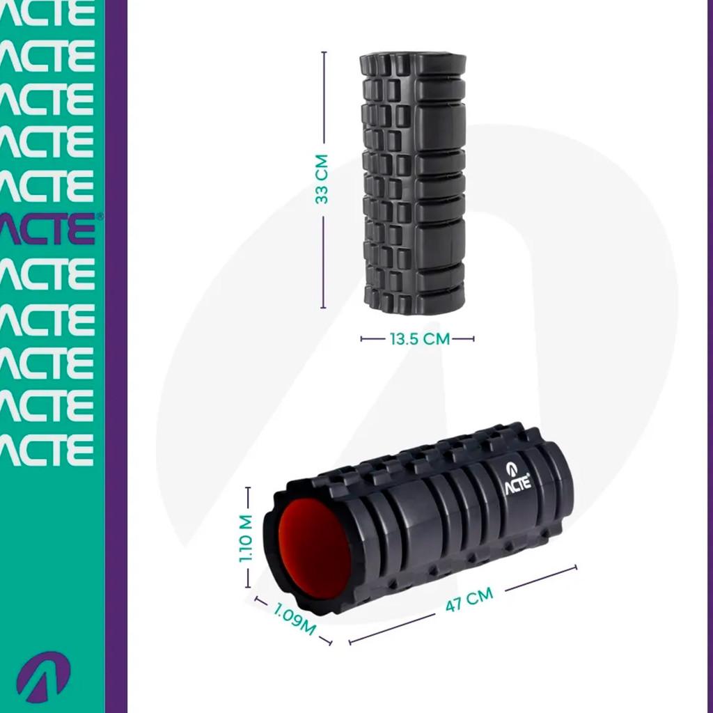 Rolo Bastão De Massagem Liberação Miofascial Exercícios Yogacrossfit Fisiopilates 33cm T141preto-act