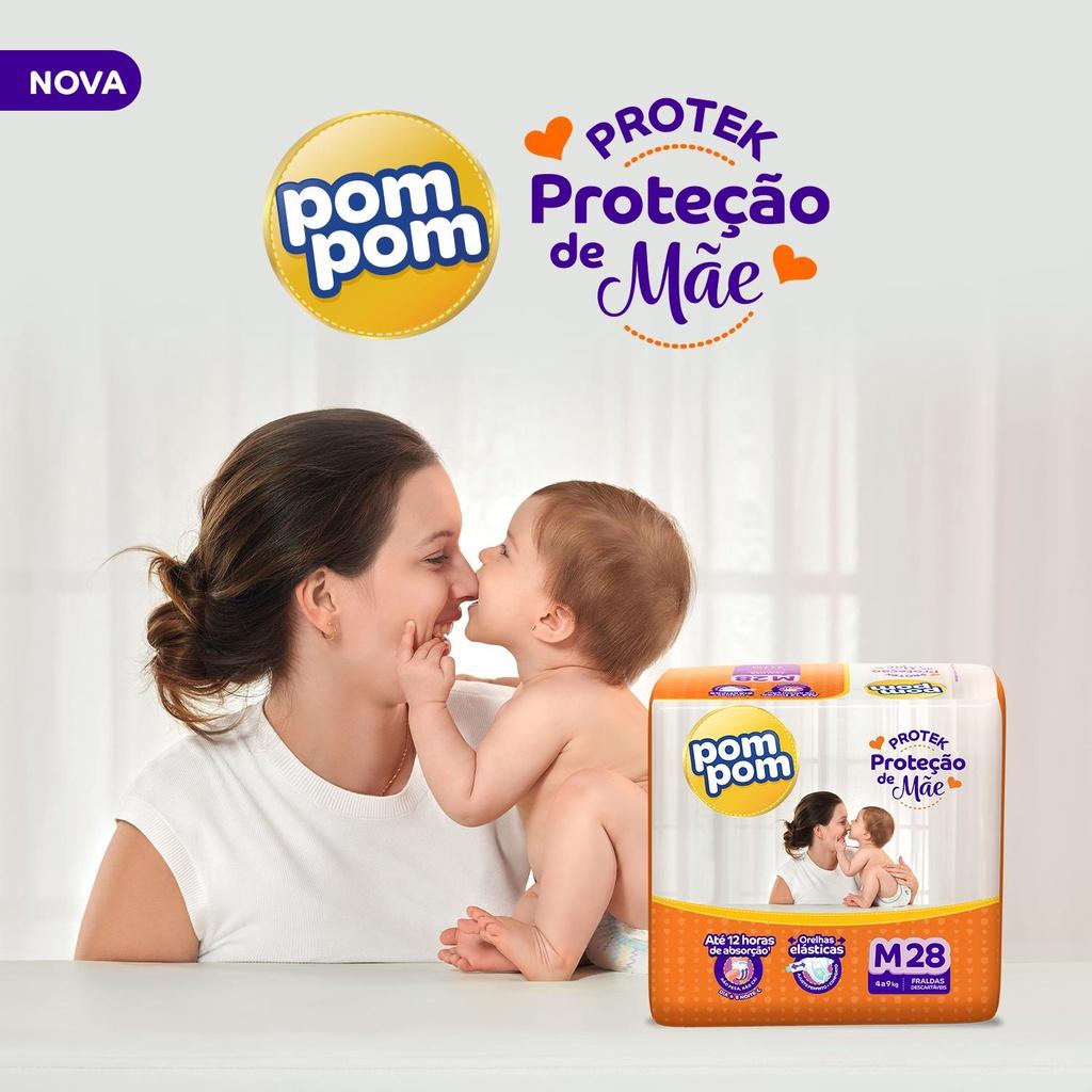 Kit 6 Fraldas Pom Protek Proteção De Mãe Jumbo M Com 28un Cada