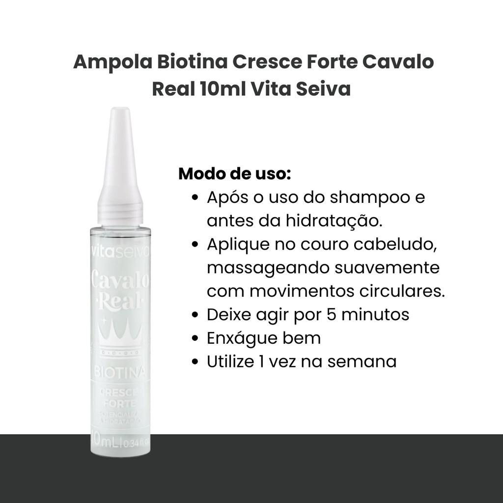 Kit 2 Ampolas Biotina Crescimento Capilar Cavalo Real 10ml