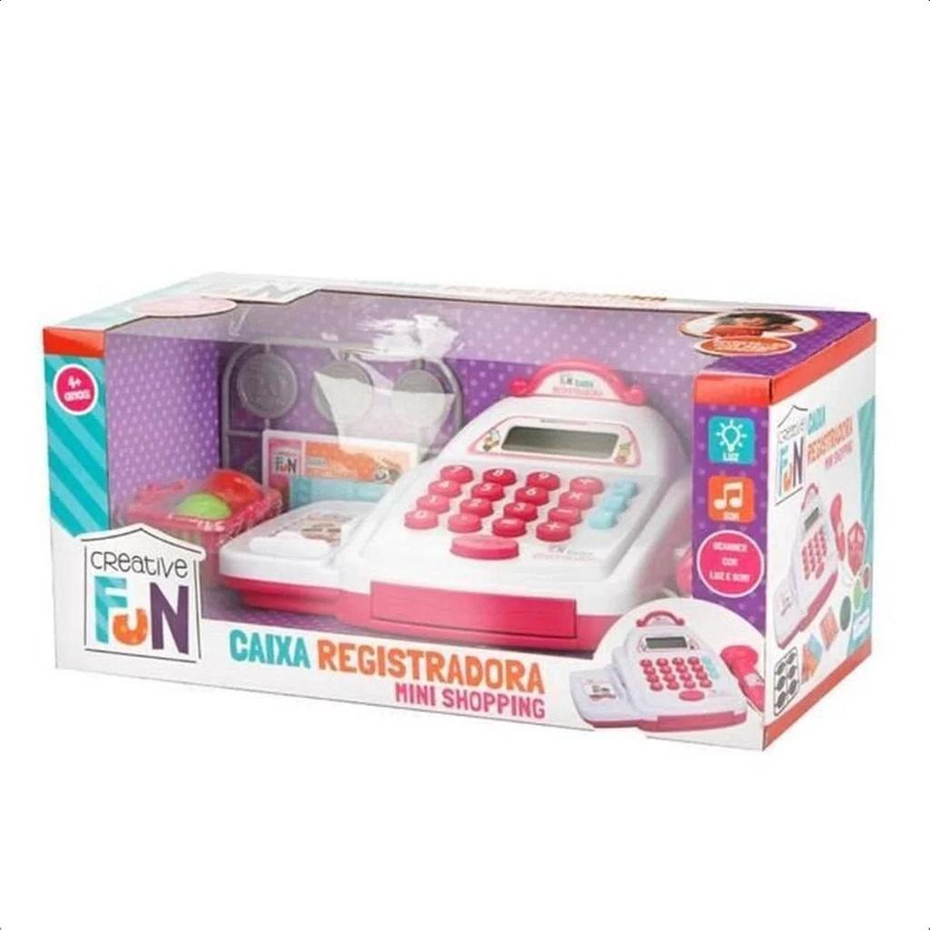 Caixa Registradora Mini Shopping Creative Fun Rosa Com Acessórios Multikids