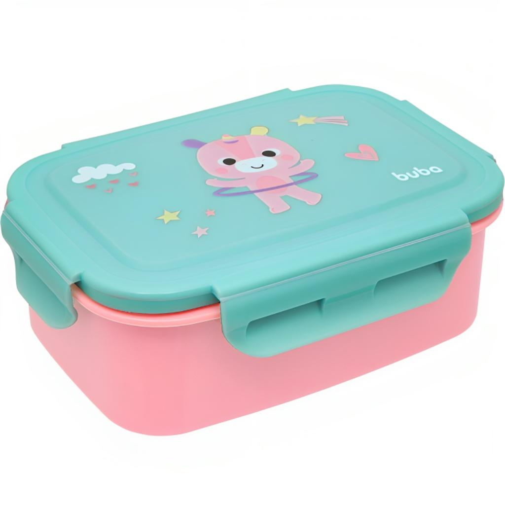 Lancheira Pote Infantil Inox Bento Box Zoo Unicórnio 17310 - Buba