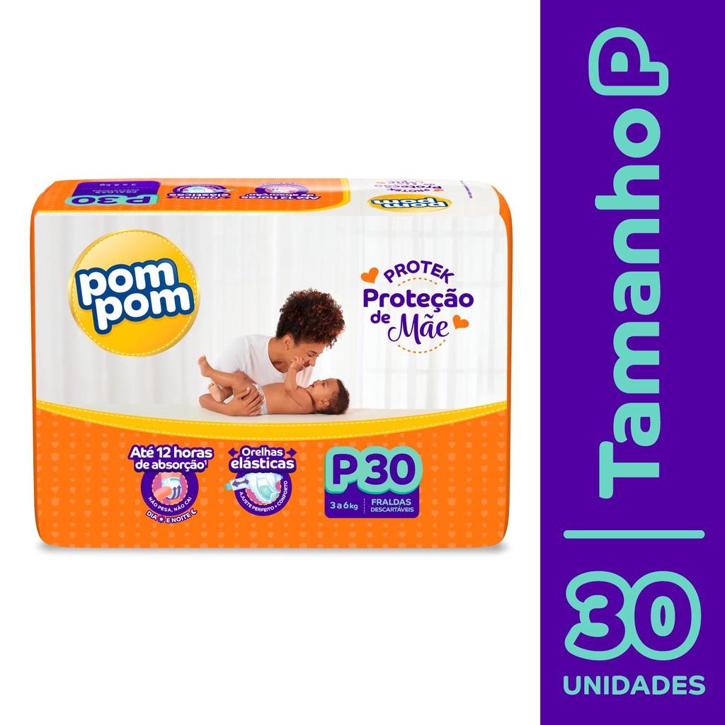 Kit 3 Fraldas Pom Protek Proteção De Mãe Jumbo P Com 30un Cada