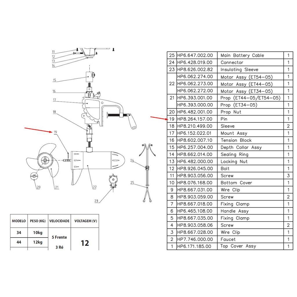 Pcs Phantom 34/44/54 Lb Pino P/Helice - Marine Sports