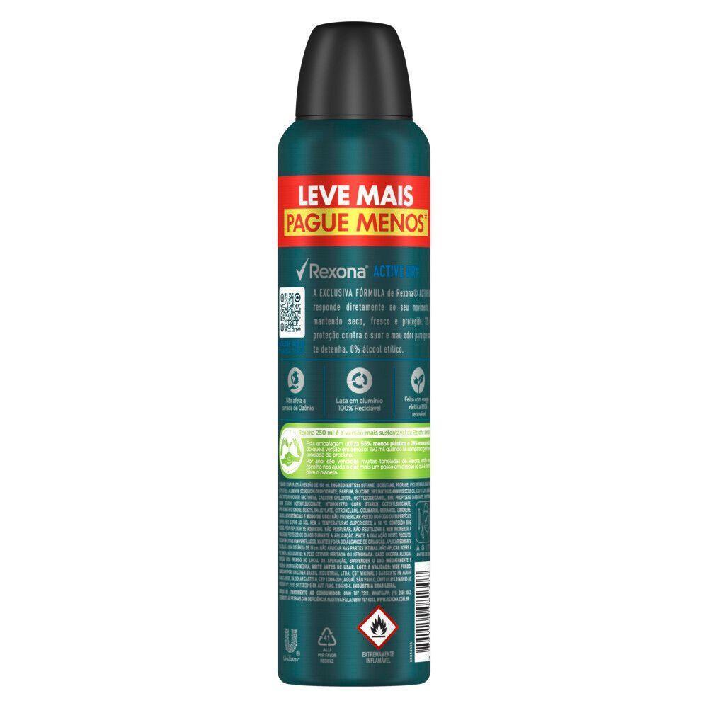 Kit Com 12 Desodorantes Antitranspirantes Aerosol Rexona Men Active Dry 72 Horas 250ml