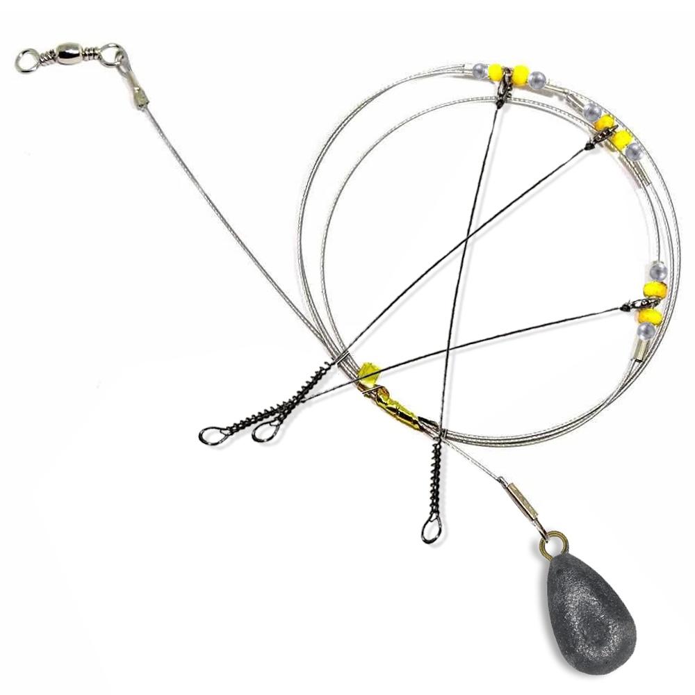 Kit 2 Chicote Pesca Mar C/3 Pernadas E 7 Chumbadas