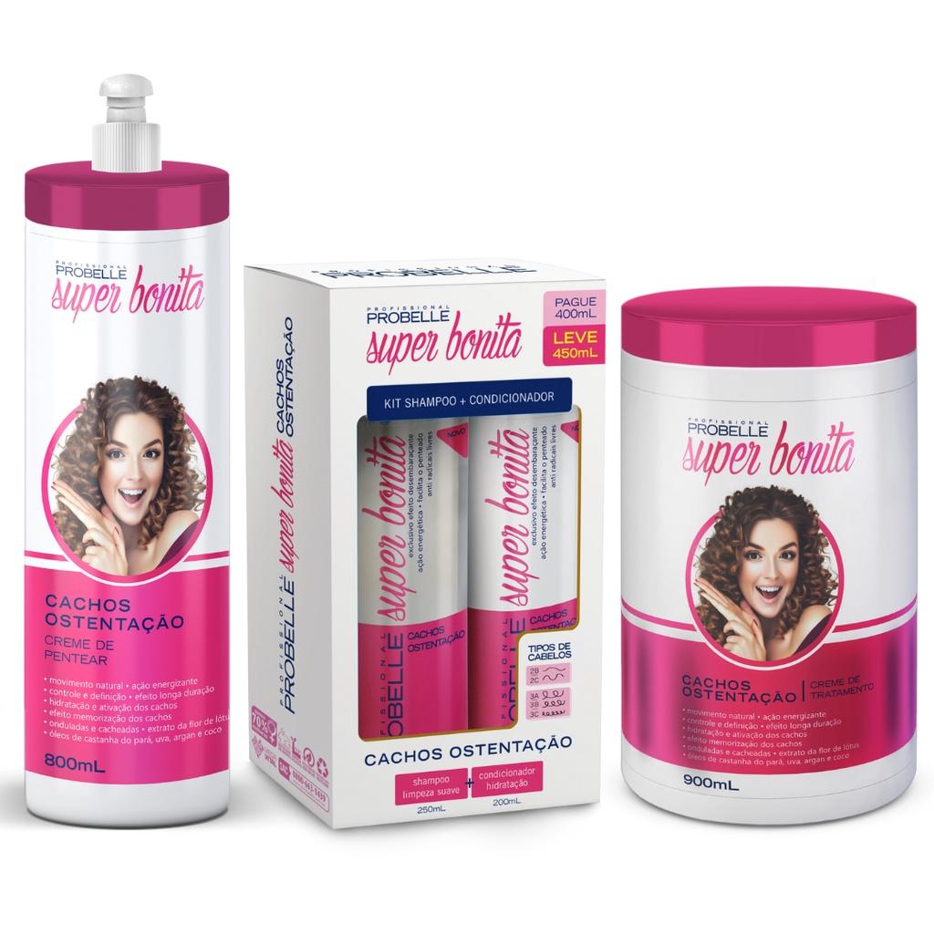 Kit Super Poderosa Probelle - Shampoo + Condicionador + Hidratação + Pentear