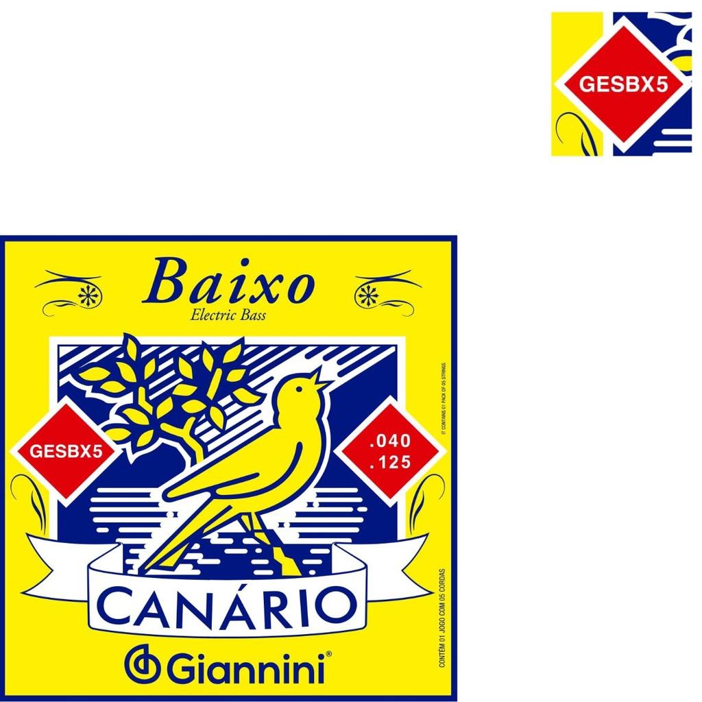 Kit 2 Encordoamento Baixo Giannini 4 Cordas Canário Gesbx Aço 0.040