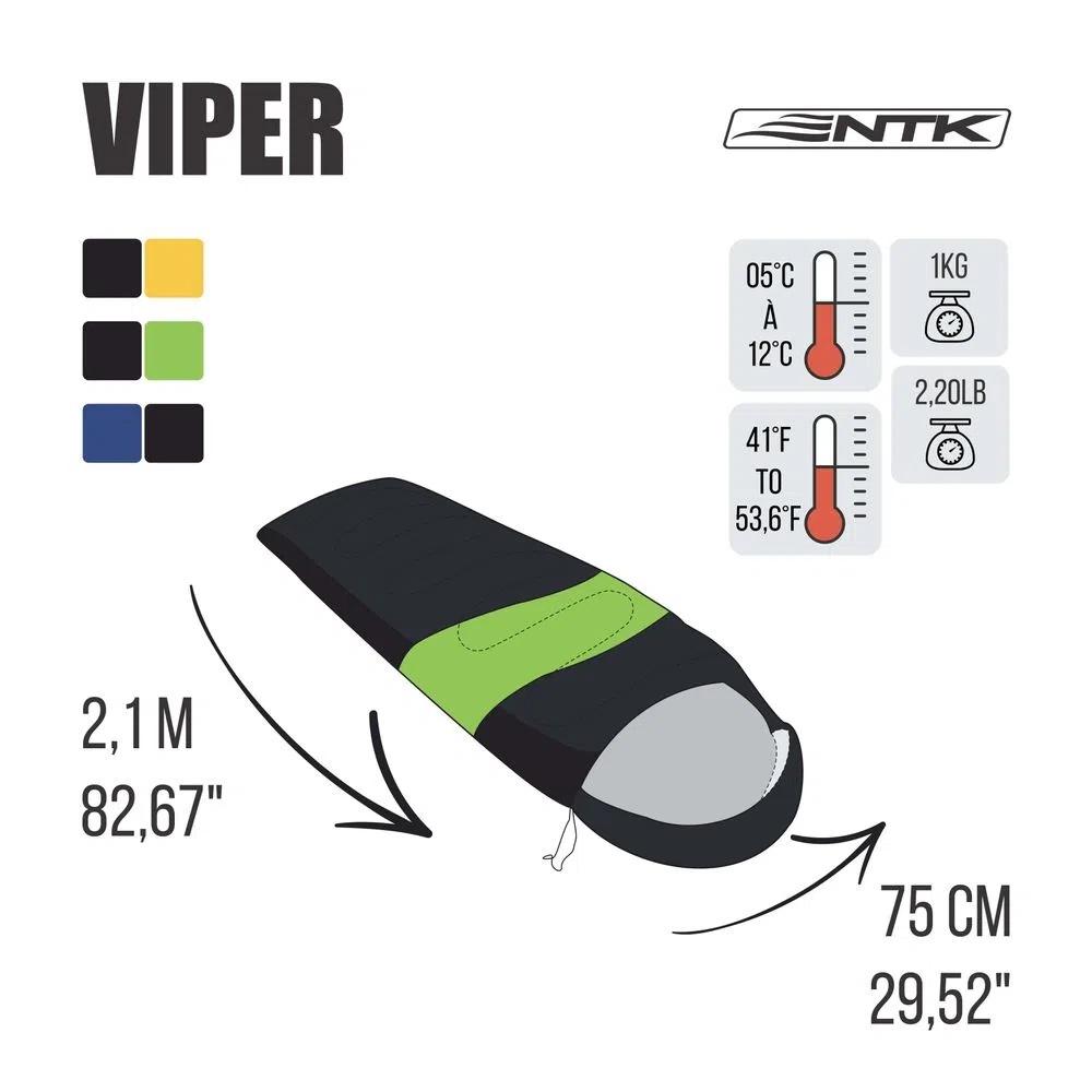 Saco De Dormir Solteiro Viper Nautika 5 A 12ºc Capuz E Impermeável