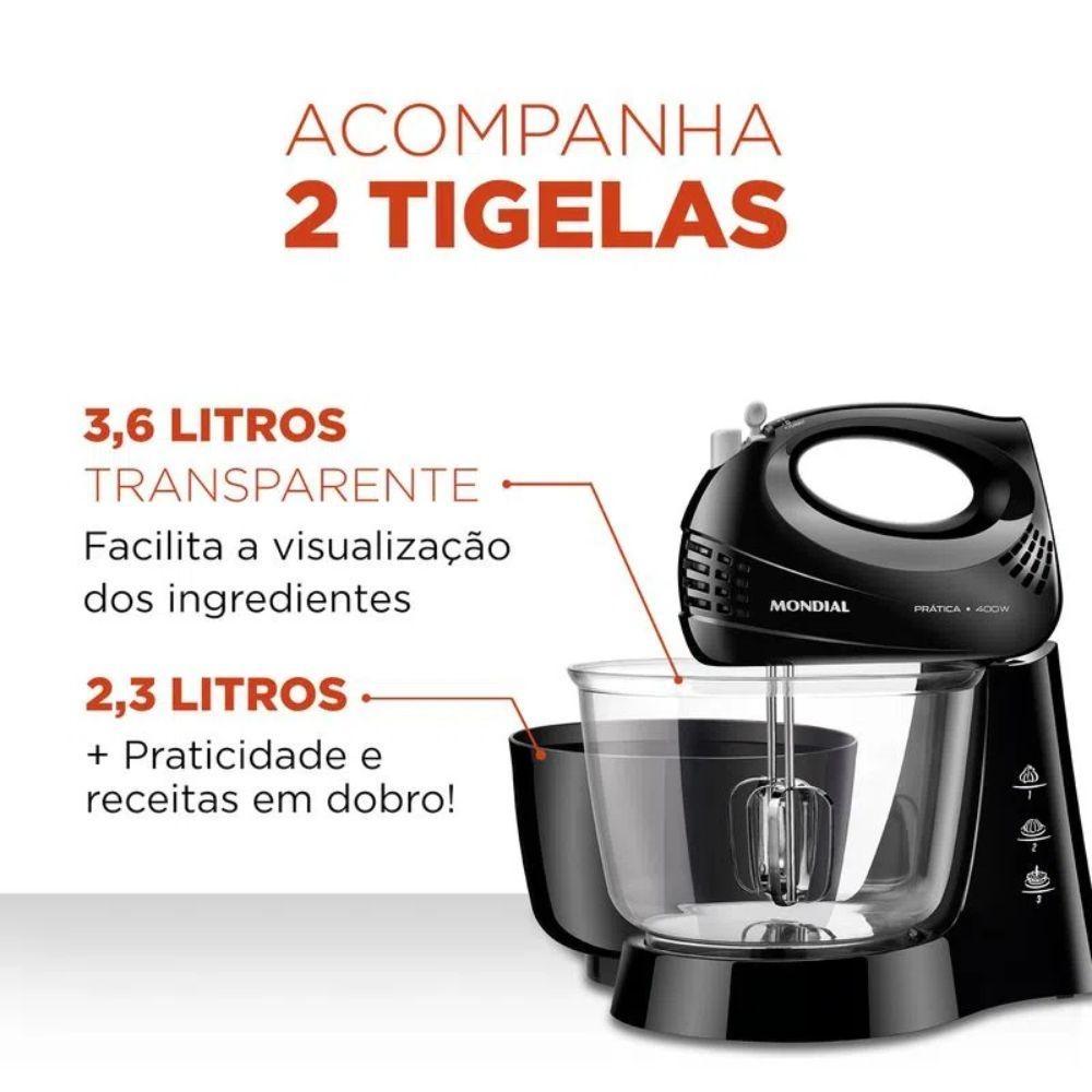 Batedeira 400W Mondial B-45-b 3 Velocidades + Turbo Preta