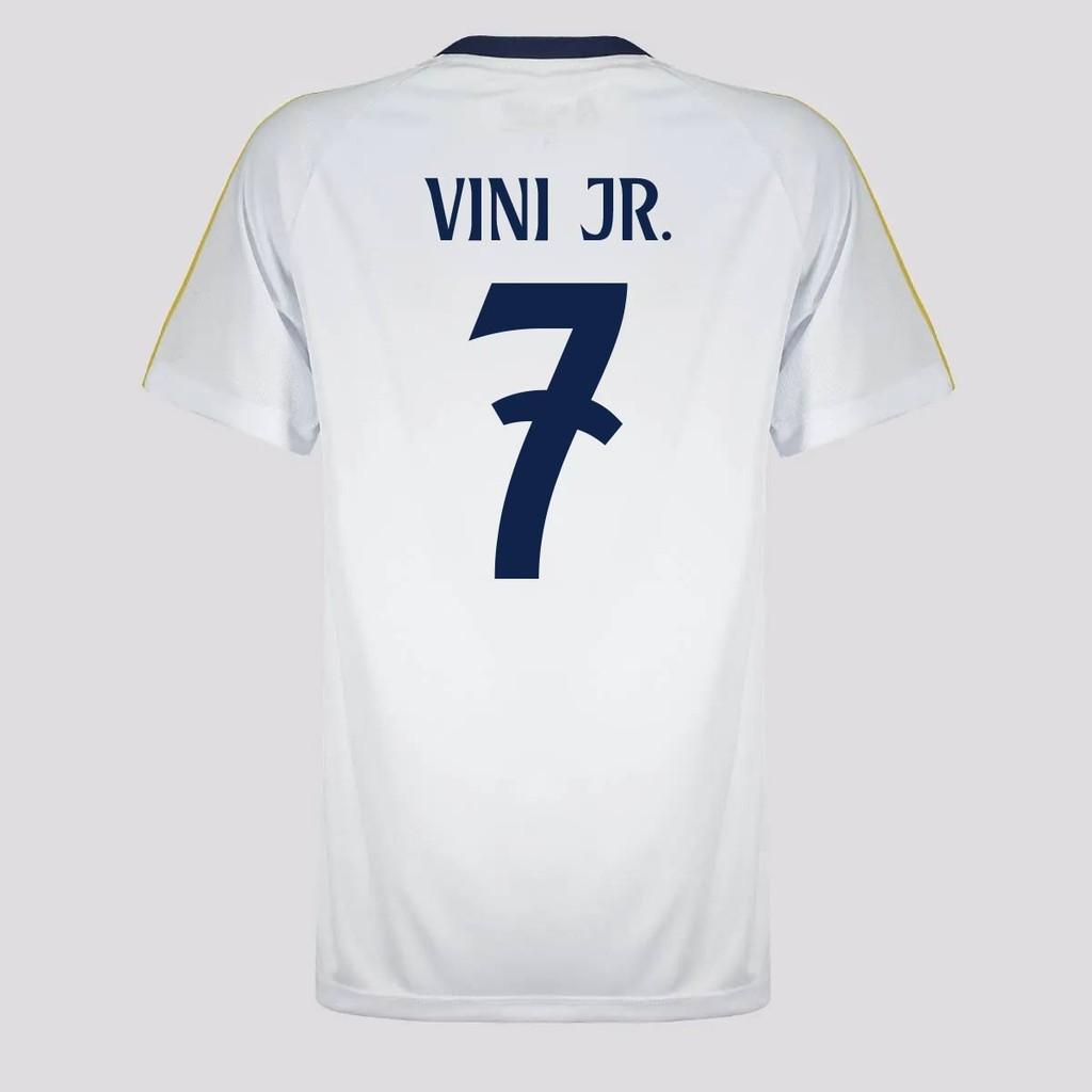Camisa Real Madrid Vini Jr 7 Juvenil Branca