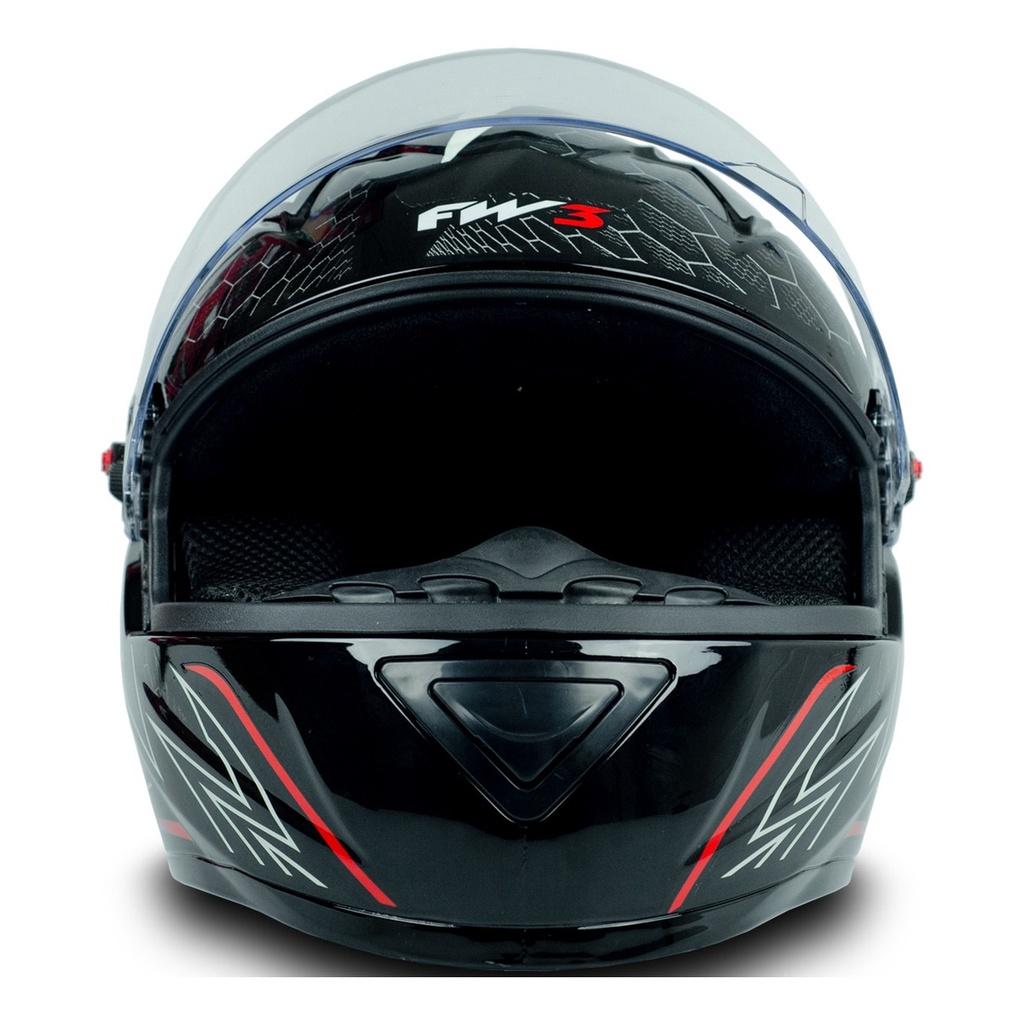 Capacete Moto FW3 GT2 Narigueira Tamanho 60 Vermelho Preto Branco Esportivo Abs Resistente Inmetro