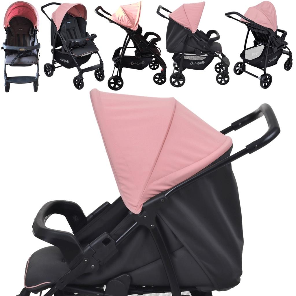 Carrinho Berço P/Passeio Burigotto Ecco Cz Rosa - Até 15kg