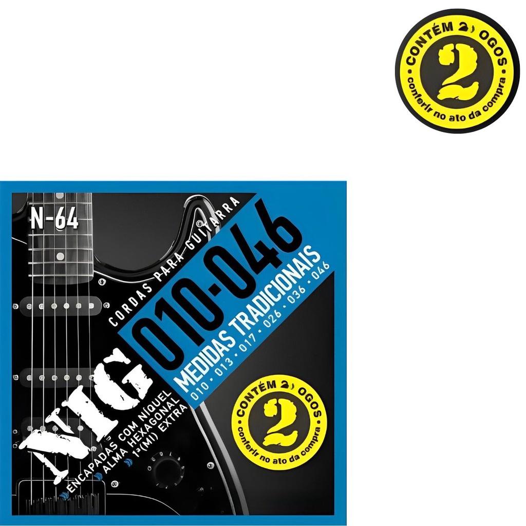 Encordoamento Guitarra Nig N-64.010 Kit 2 Jogos Pr2n64l