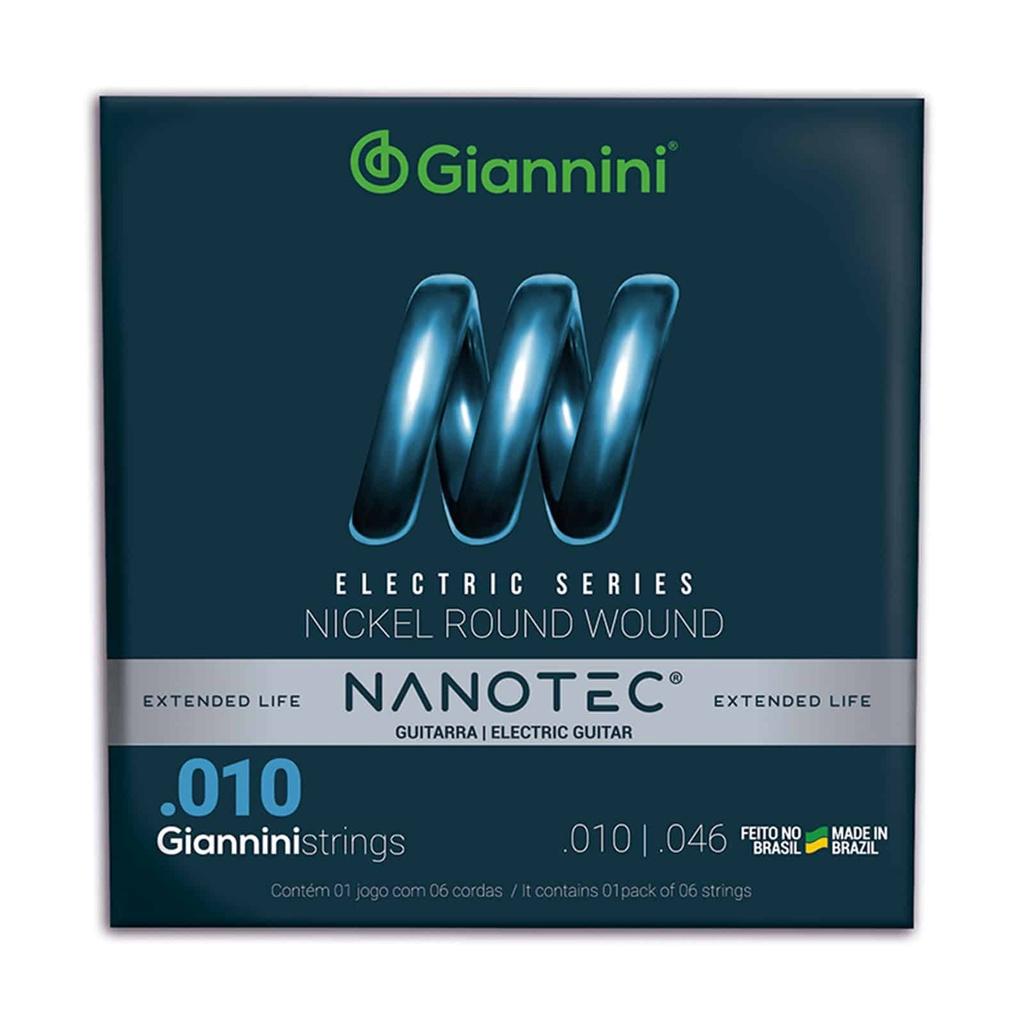 Encordoamento Giannini Nickel Nanotec Guitarra.010 Geegst10 Pn
