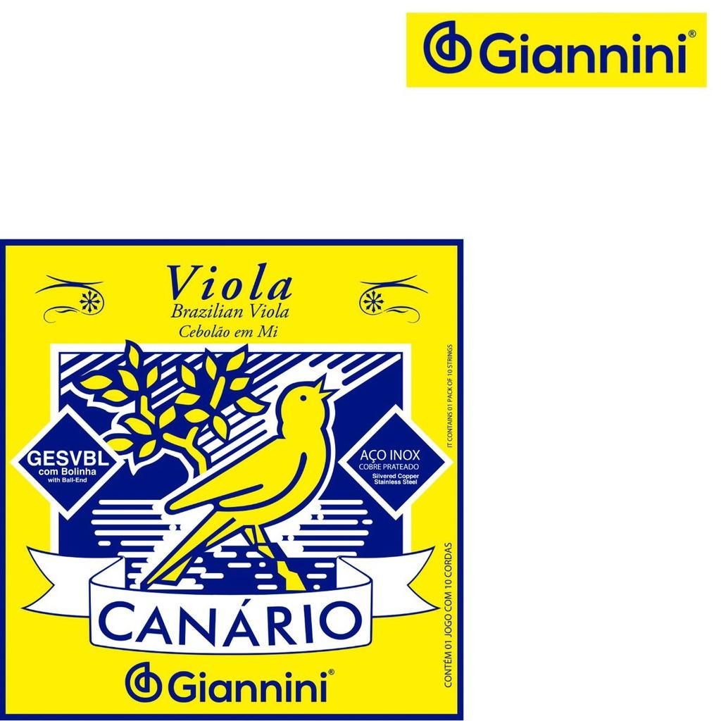 Kit 3 Encordoamento Viola Giannini Canário Gesvbl Aço Cebolão Em Mi Leve