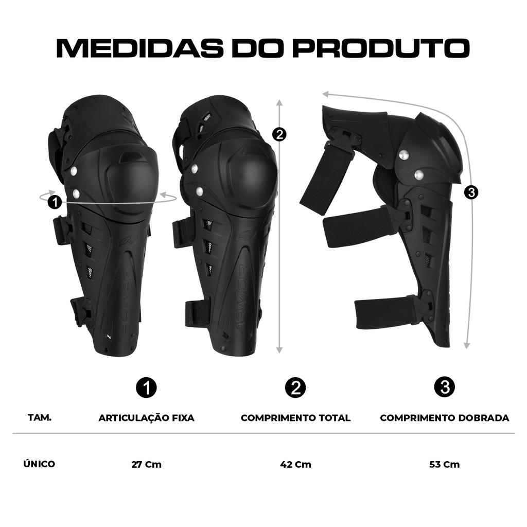 Joelheira Motocross Adulto PRO Tork Armor Articulada Resistente