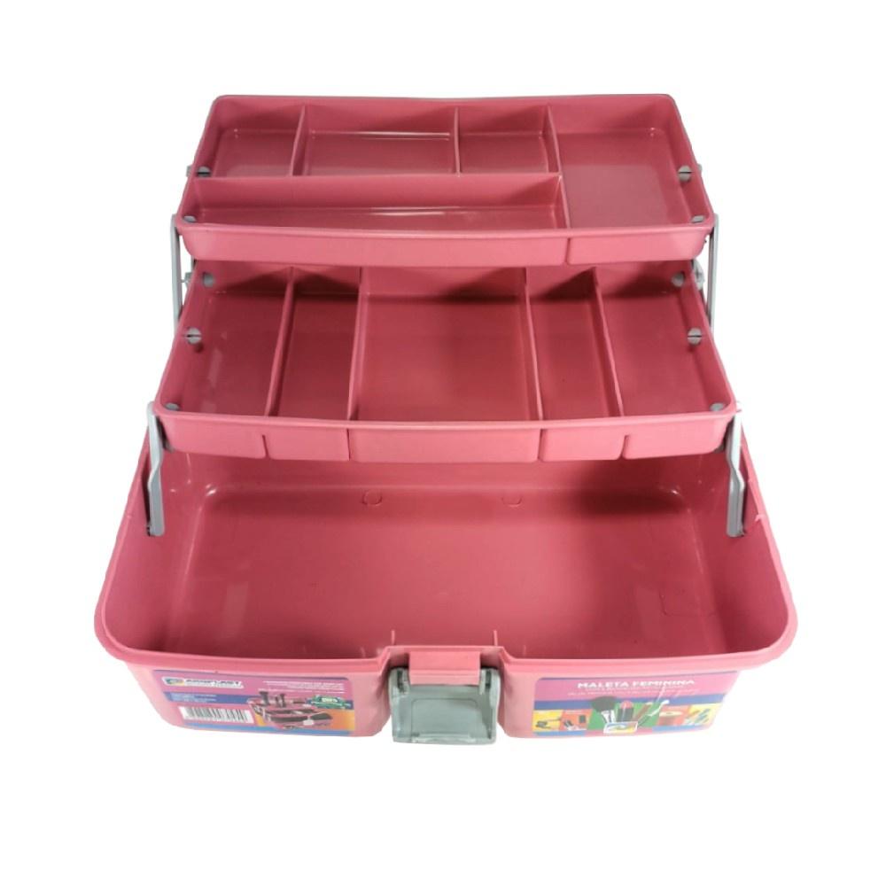Maleta Para Pesca 2 Bandejas Rosa Arqplast