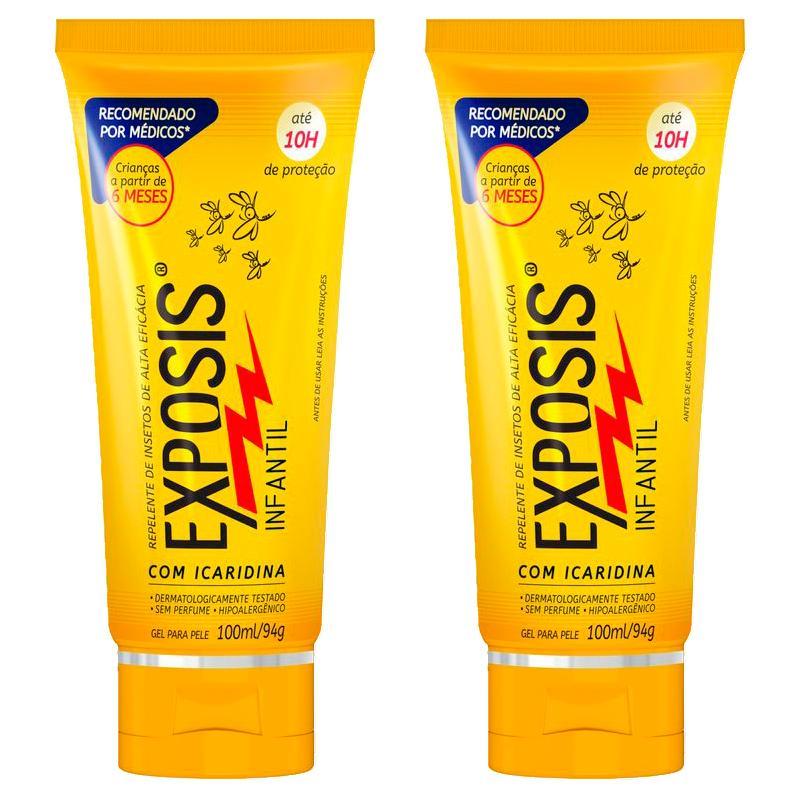 Kit 2 Repelentes Gel Exposis Infantil Sem Perfume 100ml